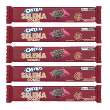 Imagem de 5 Pacotes de Biscoito Oreo Selena Gomez 90g Edição Limitada