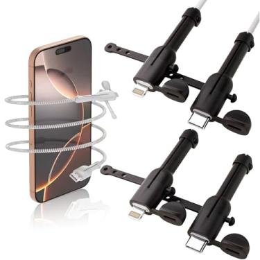 Imagem de Rookii 2 peças de protetor de cabo de dados, protetor de cabo de silicone à prova de poeira Enrolador de cabo de dados 3 em 1 anti-quebra compatível com iPhone, Android, carregador tipo-c
