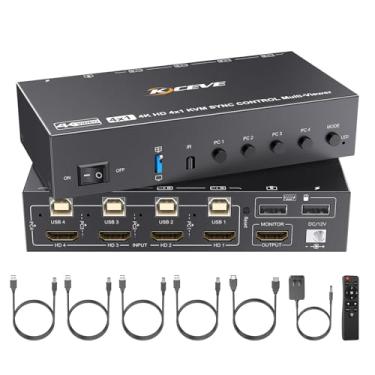 Imagem de 4 computadores compartilham 1 monitor sem costura KVM Switch