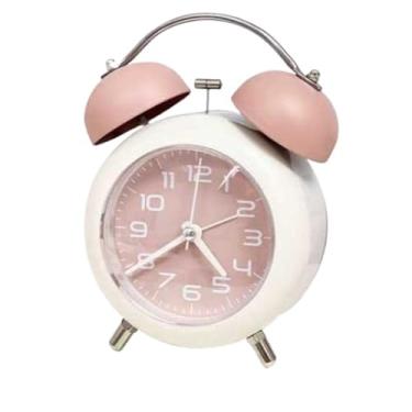 Imagem de Despertadores Despertador analógico a pilhas, rosa, para quarto, sala de estar, estudo, dormitório escolar, multifuncional, despertador de mesa Relógio de cabeceira