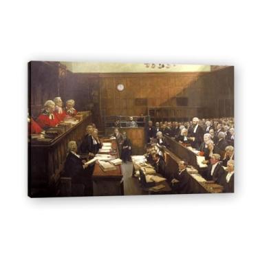 Imagem de Treason Trial John Lavery Iconic Realist Portrait & War Scene Canvas Art – Decoração de parede irlandesa atemporal para casa emoldurada 39,98 x 59,9 cm