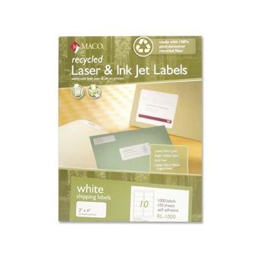 Imagem de MACO Etiquetas para envio a laser/tinta branca reciclada, 5 x 10 cm, 20 por folha, 1000 por caixa (RL-1000)