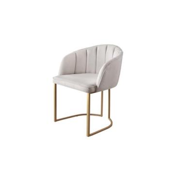 Imagem de Poltrona Holanda Linho Bege Decoração Recepção - Aqui Decore