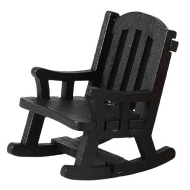 Imagem de oshhni Cadeira de balanço em miniatura 1:12, móveis artesanais, miniaturas de brinquedo para, modelo de, estação ferroviária arquitetônica, Preto