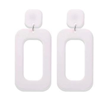 Imagem de Brincos de argola de acrílico branco retrô dos anos 70, acessórios para mulheres, joias dos anos 70, roupas de discoteca para mulheres, Large, Resina, Sem pedra preciosa