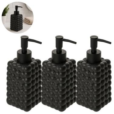 Imagem de 3 Porta Sabonetes Liquido Bubble 300ml Preto de Cerâmica - Lyor