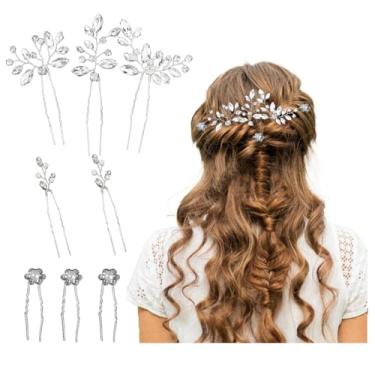 Imagem de Conjunto de 8 peças de grampos de cabelo de folha dourada para noivas e damas de honra, acessórios de casamento