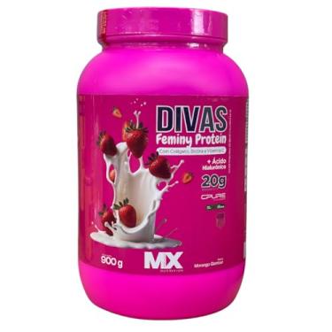 Imagem de Suplemento Alimentar Whey Divas Feminy Protein 900g (900g, Morango Glamour)