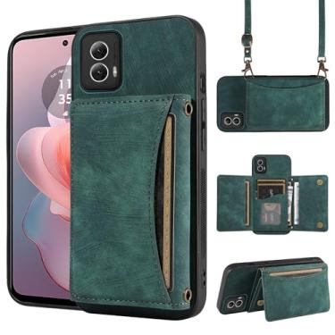 Imagem de Capa de telefone para Motorola Moto G Power 5G 2024 capa carteira com alça de ombro transversal, couro PU, porta-cartão de crédito, bolso fino, acessórios para celular, bolsa flip para celular G5