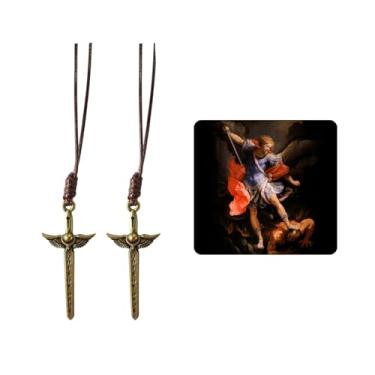 Imagem de Kit 2 Colar Cordão Cruz Espada De São Miguel Arcanjo