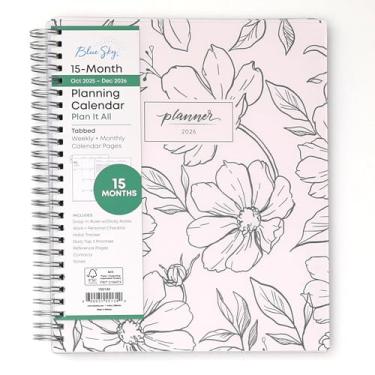 Imagem de Blue Sky Calendário planejador semanal e mensal de 15 meses de 2026, outubro de 2025 a dezembro de 2026, 17,8 cm x 23 cm, capa flexível, encadernação de fio duplo durável, abas laminadas, inclui régua