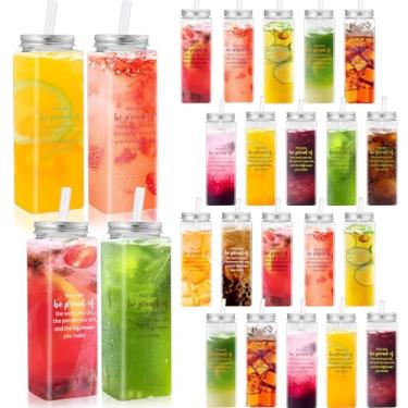 Imagem de Skylety 24 peças de copos de plástico de 500 ml, agradecimento, presentes de agradecimento, presentes inspiradores de acrílico transparente reutilizável com canudo de tampa para mulheres colegas de