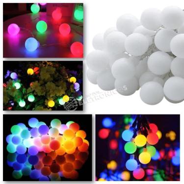 Imagem de Luminária Cordão Luz Led 20 Bolinhas 5cm Varal Colorido Iluminação de 