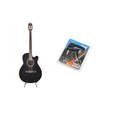 Imagem de Kit Violão Land Eletrico Nylon Preto Lw-N-40E  Capotraste 02