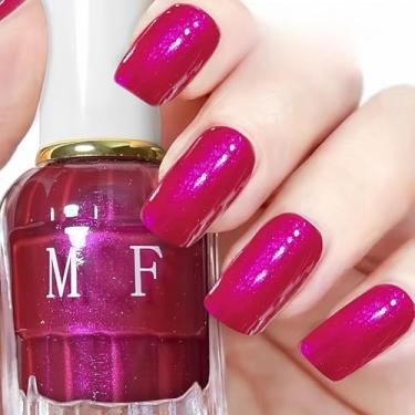 Imagem de KAHSOSE Esmalte magenta de longa duração, à base de água, rosa brilhante, não tóxico, sem necessidade de luz UV para meninas e mulheres, esmalte fúcsia brilhante, vegano, 12 ml