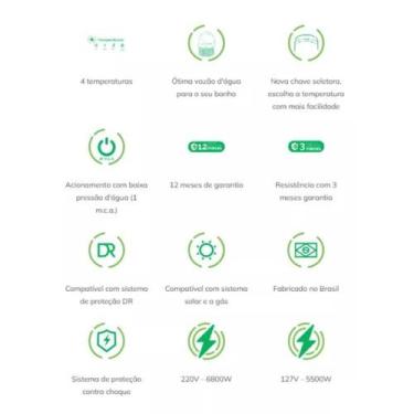 Imagem de Ducha Eletrica 4 Temperatura Fluir 6800w X 220v - Zagonel - ELETRO ZAG