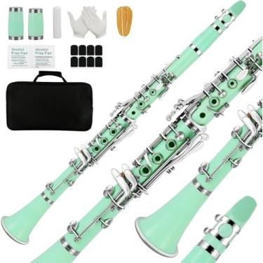 Imagem de VEDO Clarinete em Si Bemol para Iniciantes, 17 Chaves Niqueladas, Design Colorido com Estojo, Suporte, 2 Barris, 8 Palhetas, Luvas Brancas e Kit de Limpeza - Perfeito Estudantes e Músicos (Ciano)