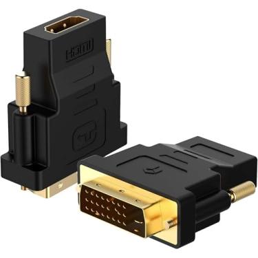 Imagem de DVI to HDMI, Bidirectional DVI-D to HDMI Male to Female Adapter with Gold-Plated 2 Pack