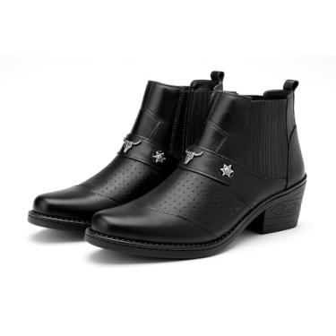 Imagem de Bota Masculina Texana Couro Bico Fino Preta Country (Preto, 42, BR, Adulto, Numérico, 42)