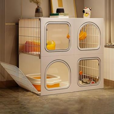 Imagem de Gaiola para gatos interiores: Parque infantil para gatos, gaiola destacável para animais pequenos, armário para gatos, cerca para gatos para 1-3 gatos, coelhos da índia, coelhos