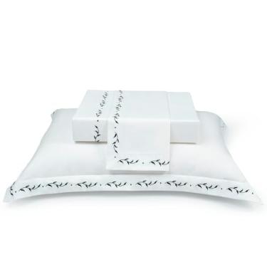 Imagem de JOGO DE LENÇOL NATU ARBO PRETO 100% ALGODÃO CETIM 300 FIOS KING 4 PÇS