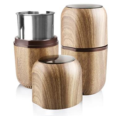 Imagem de COOL KNIGHT Moedor de ervas [grande capacidade/rápido/elétrico] - Moedor de café de ervas tempero com apanhador de pólen/- 19 cm (grão de madeira)