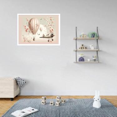 Imagem de Quadro Decorativo Balão Cerejeira Rosa - 50X70Cm