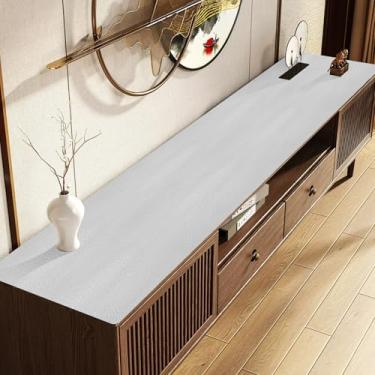 Imagem de Tapete de mesa de couro, 160 cm x 40 cm, capa de mesa de couro de PVC, impermeável, tapete de mesa com suporte de TV, protetor de mesa de computador para escritório doméstico para mesa de escritório