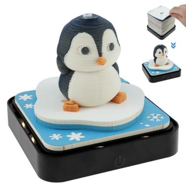 Imagem de Calendário de mesa 3D 2025, blocos de notas 3D, calendário de mesa de papel, calendário de arte 3D, presente com luzes de LED, bloco de notas de arte em papel 3D removível para decoração de mesa de