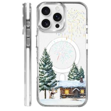 Imagem de Goodsprout Capa para iPhone 15 Pro, compatível com MagSafe. O silicone TPU transparente protege a capa de telefone de quedas, escorregões e impressões digitais. Colagem de fogos de artifício de casa