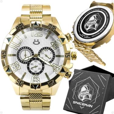 Imagem de Relogio Masculino Dourado Prova Dagua Banhado Social Preto