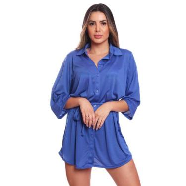 Imagem de Saída de Praia Chemise Camisão Feminino Preto - Areia Tropical, GG, Az