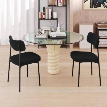 Imagem de Conjunto 4 Cadeiras de Jantar Mynna Boucle Est.Branca - Metalig