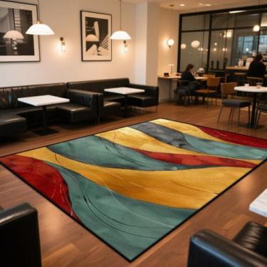 Imagem de Tapete para sala de estar, lavável, grande, estilo abstrato, decoração de área, capacho vermelho para entrada (personalizado, entre em contato conosco/CX035-flannel-4)