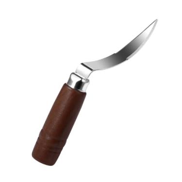 Imagem de Alipis Ferramenta abridor de coco: Raspador de coco de aço inoxidável com cabo de madeira - Faca raspadora de remoção de carne para cozinha doméstica