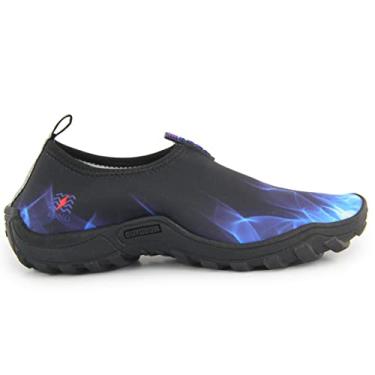 Imagem de Sapatilha Aquática Neoprene Náutica Antiderrapante Seca Rápido Unissex Leve Flexível Híbrida Versátil para Trilhas Cachoeira Bike Pesca Praia Aventura (Azul Neon, BR, Adulto, Numérico, 43)