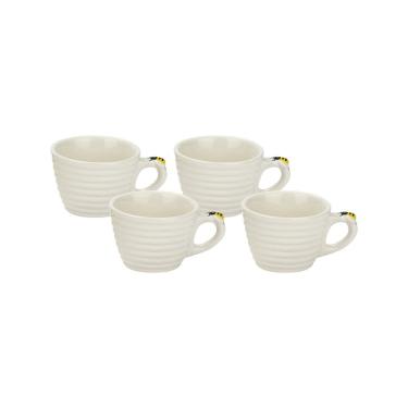 Imagem de Conjunto de Xícaras para Café Hauskraft Bee em Porcelana 90 ml Branca – 4 Peças