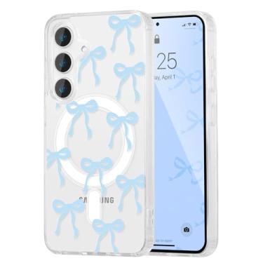 Imagem de UEEBAI Capa magnética para Samsung Galaxy S25 FE 5G, capa de arco compatível com MagSafe, capa estética fina sem fio, fita transparente, antiamarelamento, à prova de choque, capa protetora para