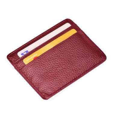 Imagem de Carteira porta-cartões EASTNIGHTS Leather Minimalist Wine Red