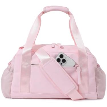 Imagem de Bucosd Pequena bolsa de ginástica para mulheres, mini bolsa de ginástica transversal com compartimento molhado, bolsa de mão para ginástica, dança, esportes, viagens, médio-rosa, Medium, Tendência