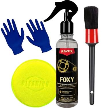 Imagem de Kit Foxy Razux Limpa Motor Transmissão Pintura Desengraxante para Moto Carros Pincel Aplicador e Luva Karbox