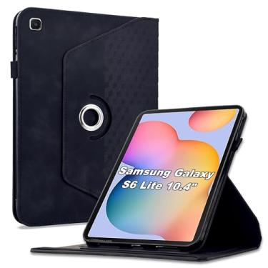 Imagem de Varohix Capa para Samsung Galaxy Tab S6 Lite 10.4 2024 2022 2020 (SM-P620/P625/P613/P619/P615/P610), capa protetora de couro PU com rotação de 360 graus com suporte para cartão e alça de ombro, preta