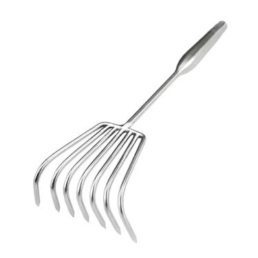 Imagem de IEUDNS Ancinho de mão para jardim, ferramenta de escavação de areia de praia, compacta, prática, multifuncional, ferramenta de afrouxamento de solo para, Sete Dentes