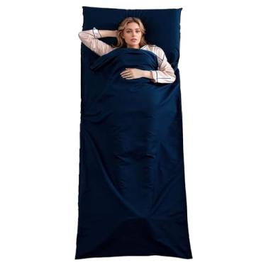 Imagem de Wind Tour Forro de saco de dormir adulto saco de dormir leve e portátil lençóis de viagem para hotel forros de saco de dormir duplo para acampamento mochila hotéis (azul escuro - 90 * 220 cm)