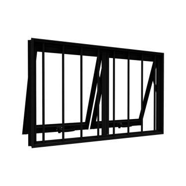 Imagem de Janela de Alumínio Máximo Ar Duplo Horizontal com Grade 60x100cm Lucasa Ideale Preto