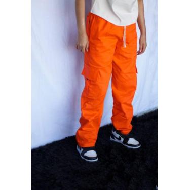 Imagem de calça cargo adulto de Brim - SAJO, Laranja, G