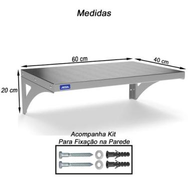 Imagem de Prateleira Aérea Aço Inox 40cm X 60cm Restaurante Lanchonete - Aisa do