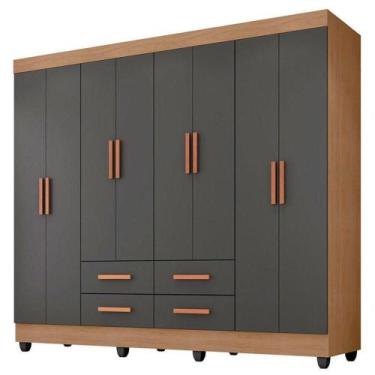 Imagem de Guarda Roupa Casal Porto 8 Portas Nature Cinza  Móveis Leão