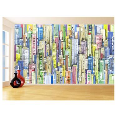 Imagem de Papel De Parede Cidade Arte Prédios Coloridos 3,5M Ncd374