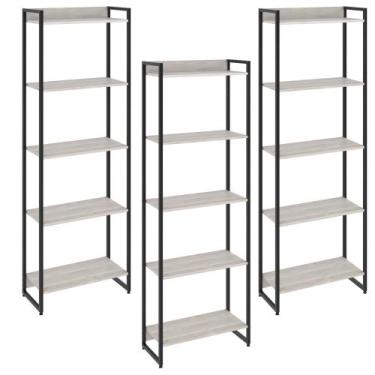Imagem de Kit 3 Estantes Multiuso Escritório Industrial 5 Prateleiras Areta 186x